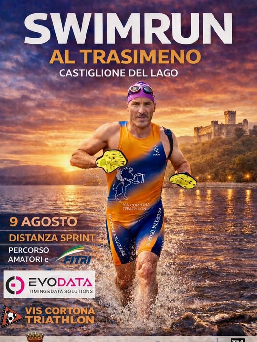 Atleti in gara allo Swimrun Castiglione del Lago 2026